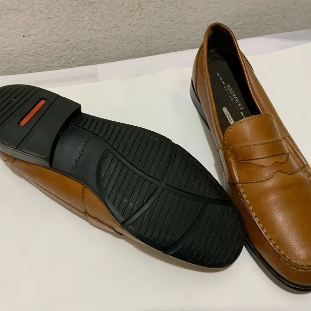 Rockport Walkability Trutech Brown Leather Slip On Casual Loafers Size 10 M